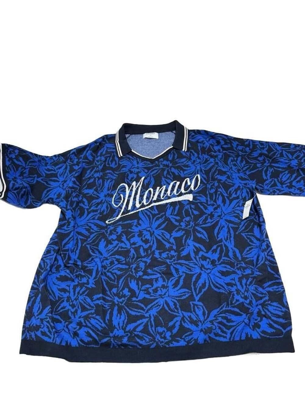 Old Navy Monaco Knit Polo Size XXL Black Blue Floral Short Sleeve Shirt